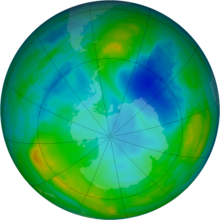 Antarctic ozone map for 05 June 1989